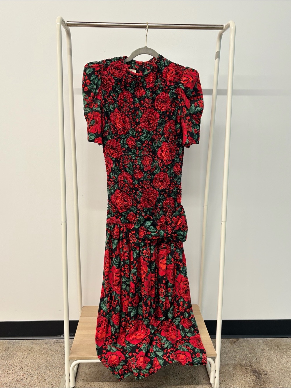 Act I New York Roses (Red‎ & Green) Dress - Women's Elegant Rose Print Dress